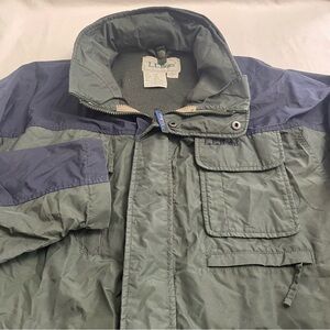 Vintage L.L. Bean Utility Jacket Waterproof Windproof Green Navy Mens Large Tall